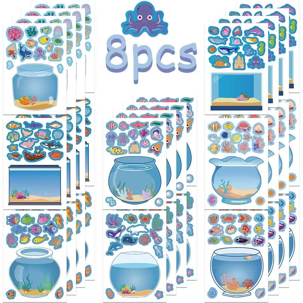 8PCS Lucky Fish Tank Puzzle St - Marine Fish Tank ulasan dan harga