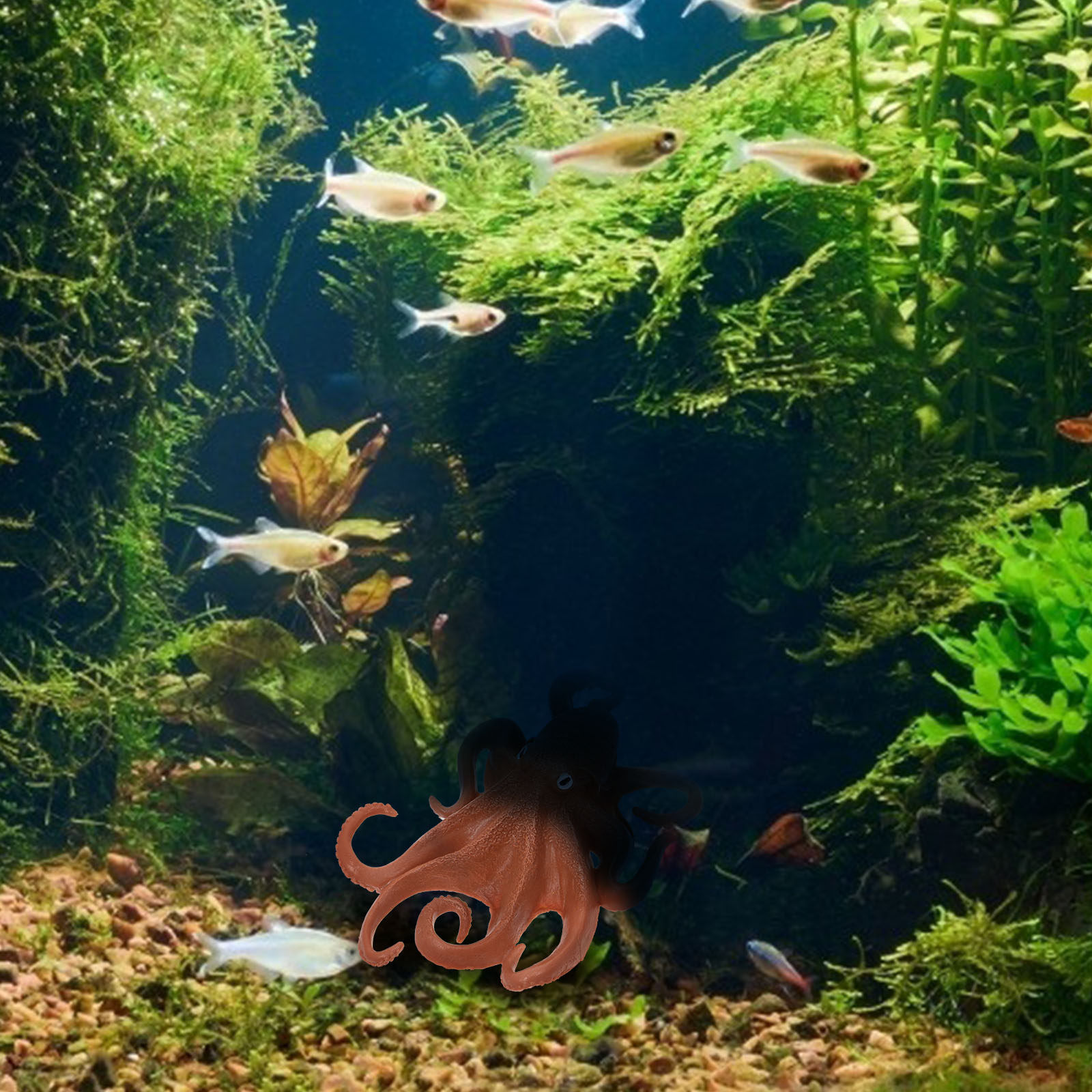 Realistic Octopus Figure Plast - Marine Aquarium ulasan dan harga