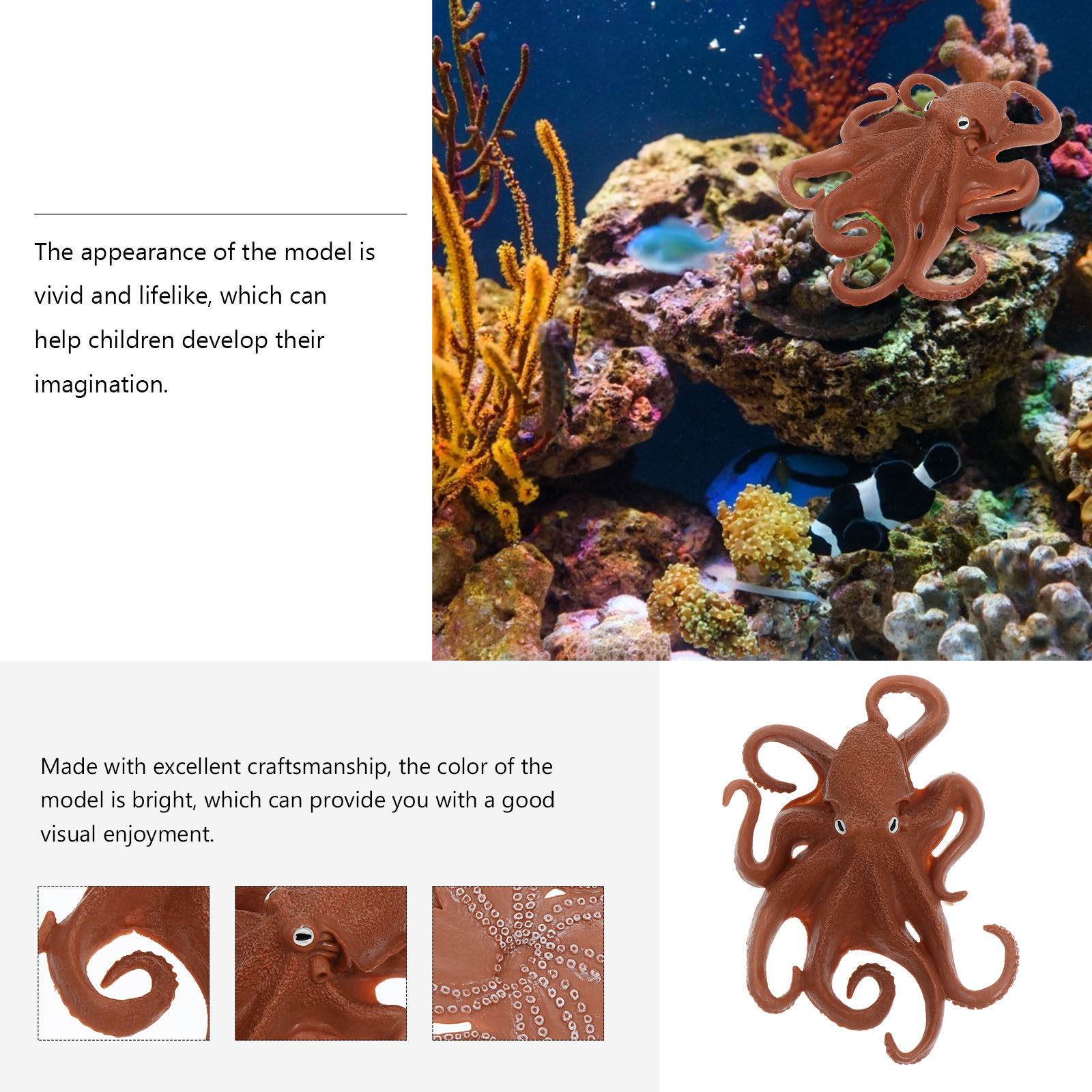 Realistic Octopus Figure Plast - Marine Aquarium ulasan dan harga